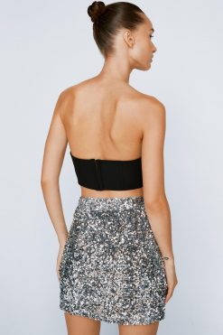 Skirts Premium Sequin Pelmet Mini Skirt -The Partys Outfit womens grey premium sequin pelmet mini skirt 2